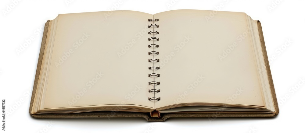 Poster two open notebooks displayed on a blank white background allowing for copy space image