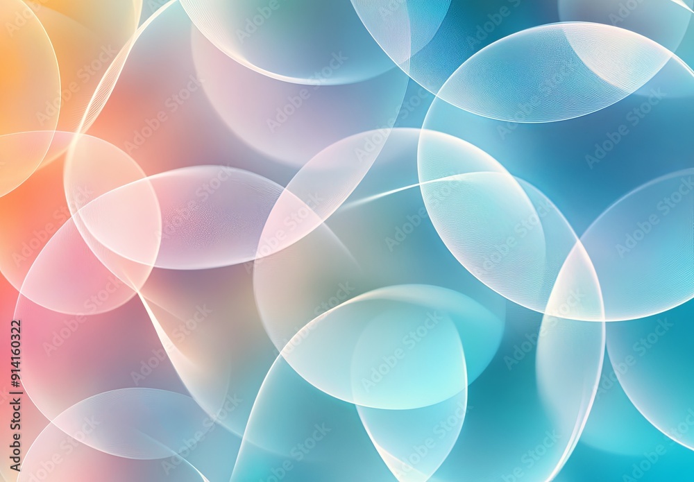 Poster an abstract background with overlapping circles and transparency effects, creating a sense of lightn