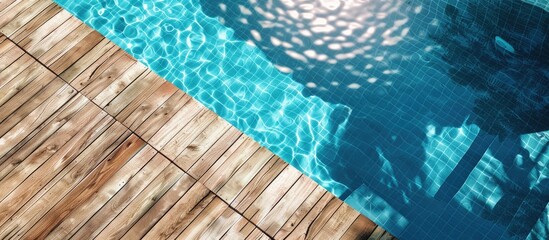 Obraz premium Wooden deck near a pool suitable for copy space image