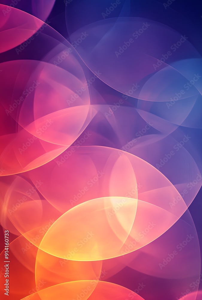 Poster an abstract background with overlapping circles and transparency effects, creating a sense of lightn
