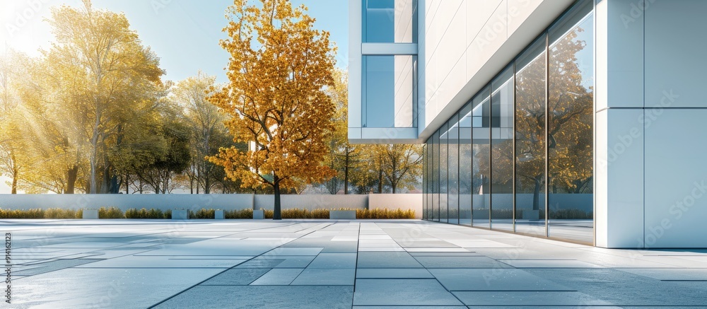 Aufkleber modern architectural exterior with an empty ground floor featuring a copy space image