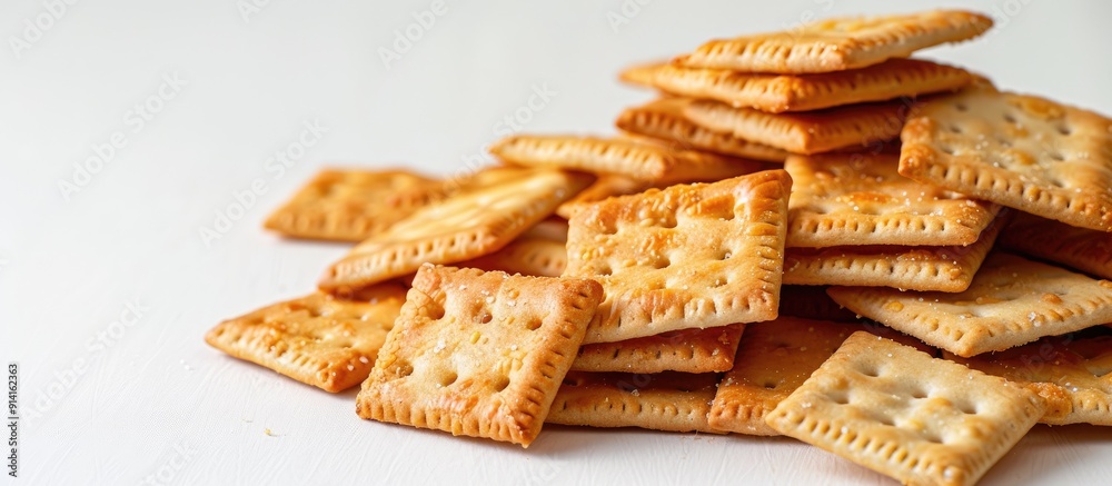 Aufkleber a pile of crackers on a white backdrop with copy space image