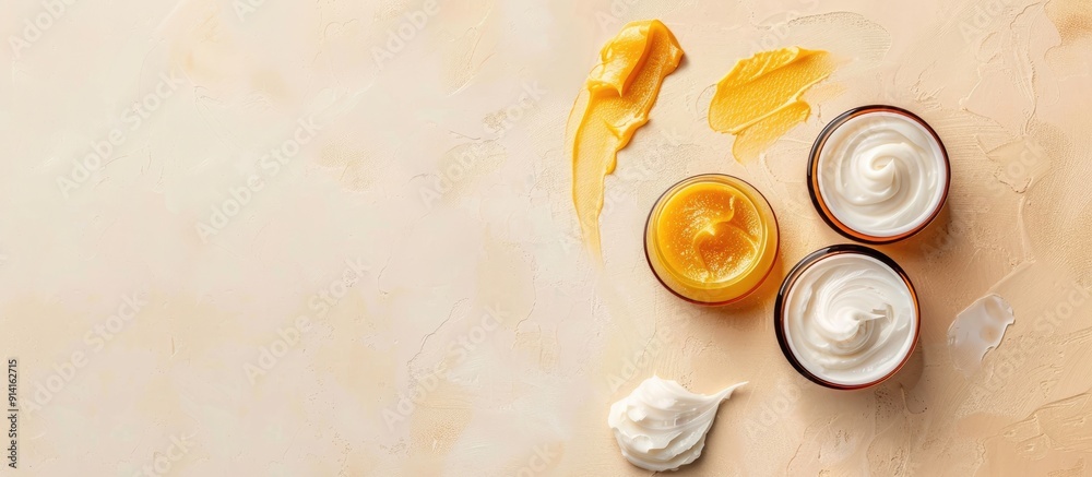 Poster samples of moisturizer products with copy space image