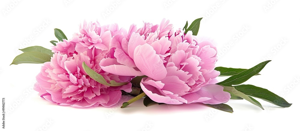 Poster a pink peony flower is displayed against a white backdrop providing space for a greeting message thi