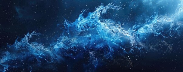 A mesmerizing blue wave of water, capturing the beauty and mystery of fluid dynamics in a stunning visual experience.