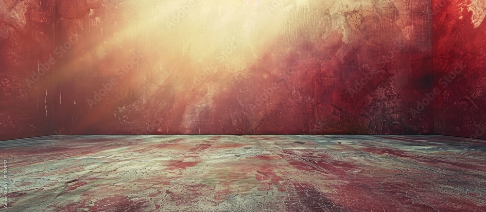 Aufkleber abstract art background with a rough textured red concrete floor and space for copy images