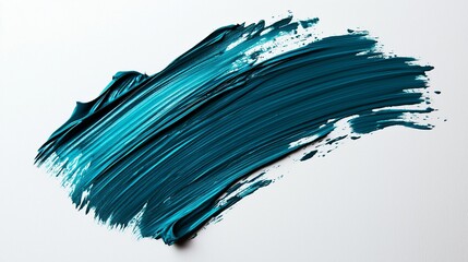 Abstract Brushstroke in Deep Teal on White Background - Artistic Paint Swatch