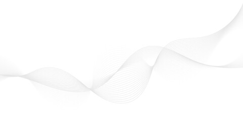 Gray  wave curve lines abstract background with flowing particles. Digital energy waves technology concept. Modern backdrop design for business, presentation, banner.