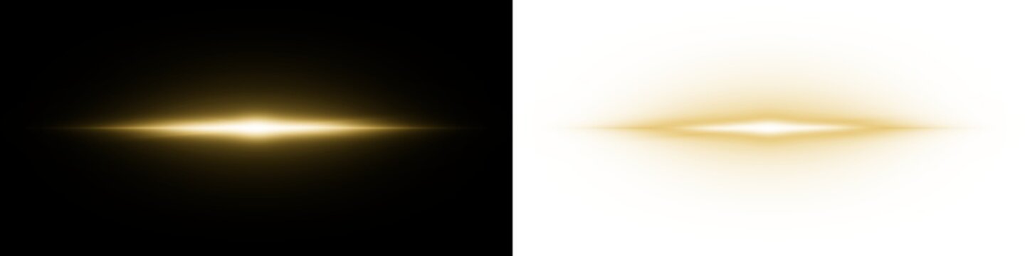 shining light with yellow gold color and horizontal position