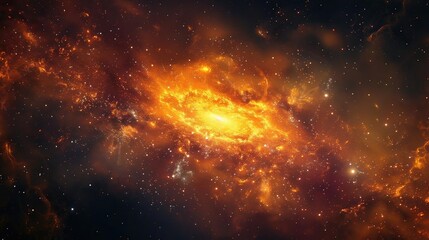 Fototapeta premium Stunning cosmic display featuring a vibrant galaxy filled with bright stars and swirling gases against a dark backdrop.