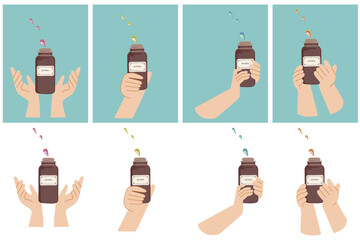 精油を持つ手・精油の瓶・アロマ
