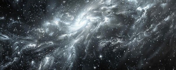 Fototapeta premium Stunning image of a galaxy with countless stars and swirling cosmic gases, offering a mesmerizing view of the vastness of outer space.