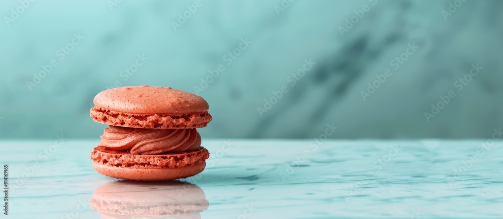 Poster a macaroon displayed with a copy space image on a table