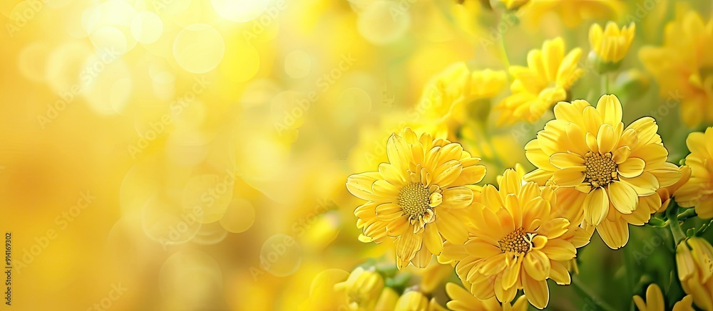 Poster yellow flowers close up with copy space image available