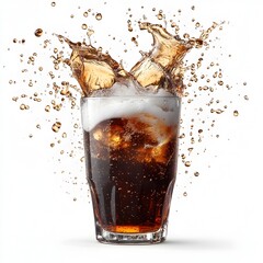 Splashing Cola Refreshment Isolated on Transparent Background