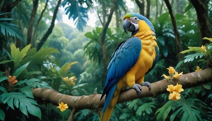 Obraz premium blue and yellow macaw