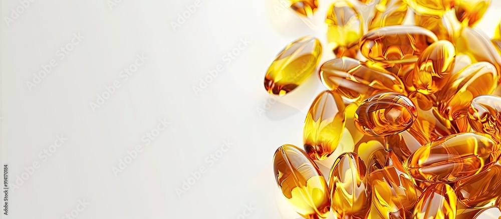 Aufkleber Fish oil tablets and capsules usable as dietary supplements displayed in an image with available space for copying
