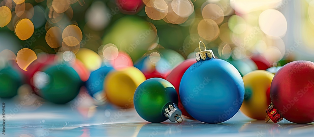 Poster festive christmas balls arranged for decoration with a background suitable for a copy space image