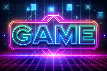 neon sign, Game, Video Game, neon Frame, AI generated