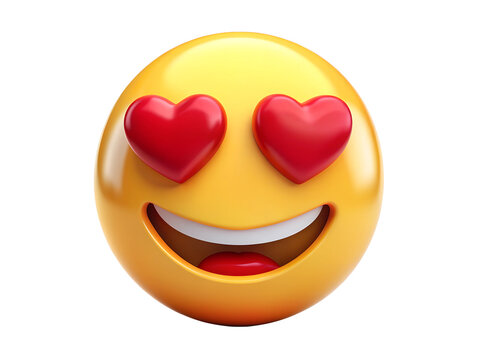 Naklejki smiling face with hearts emoji love, AI generated