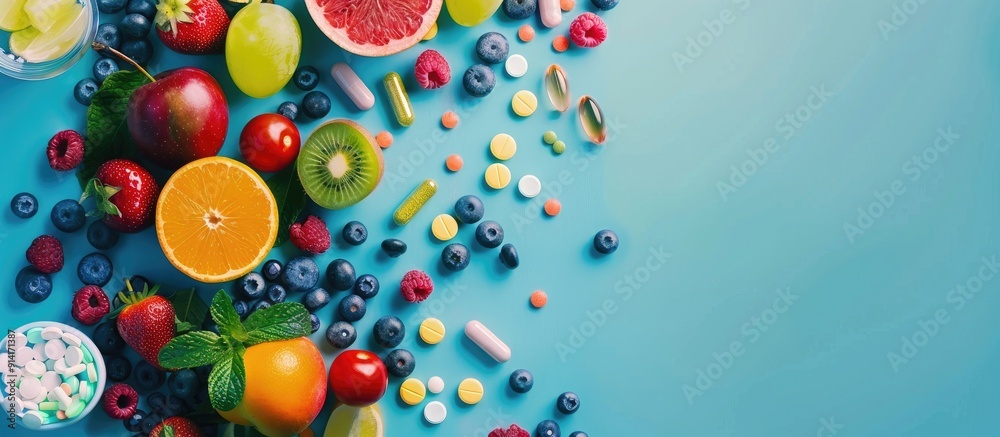 Poster promote health through antibiotic medication with copy space image for an ad emphasizing treatment c