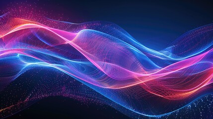 Fototapeta premium Colorful abstract waves with glowing light trails create a dynamic background, perfect for tech and creative projects.