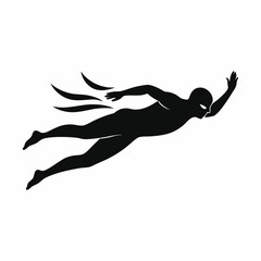 Fototapeta premium Silhouette of a swimmer swimming in the water