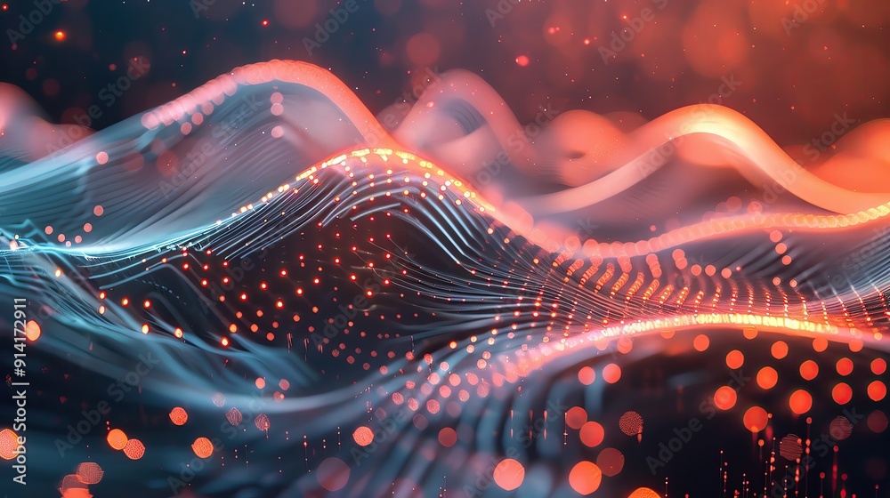 Poster abstract waves of light and color flow in a dynamic pattern, creating a captivating visual experienc