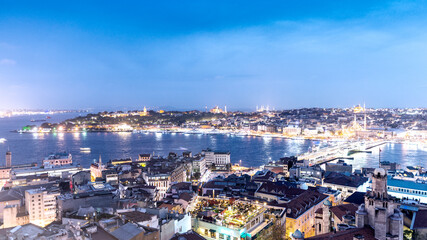 ISTANBUL - SEPTEMBER 10, 2014: Beautiful city night skyline. Istanbul attracts 7 million worldwide visitors annually