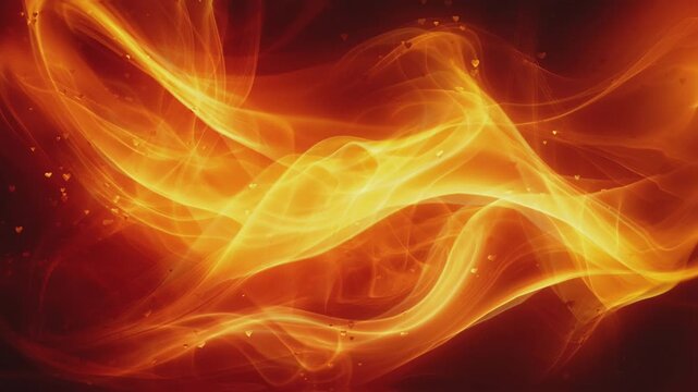 Abstract red and yellow background with hearts.