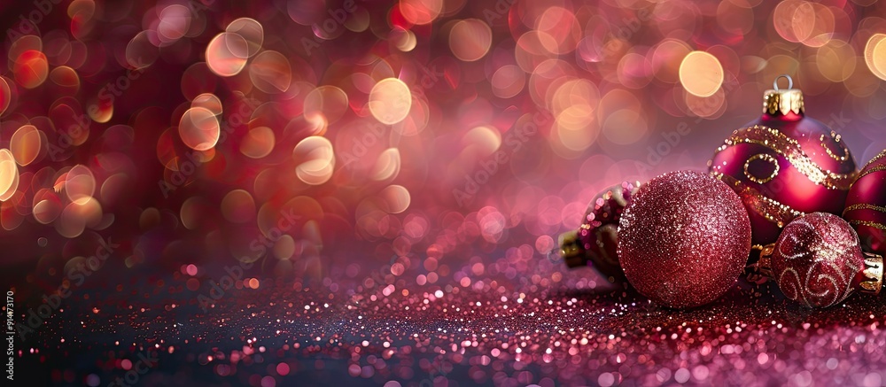 Leinwandbilder glittery christmas ornaments displayed on a festive background creating a beautiful border design fo