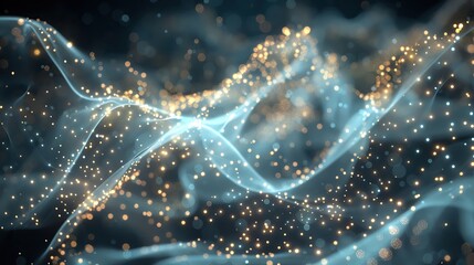 A mesmerizing abstract wave of light and color, featuring shimmering particles in a dynamic flow, perfect for creative projects.