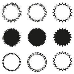 Abstract circle icons. Hand drawn frames. Black and white. Geometric shapes.