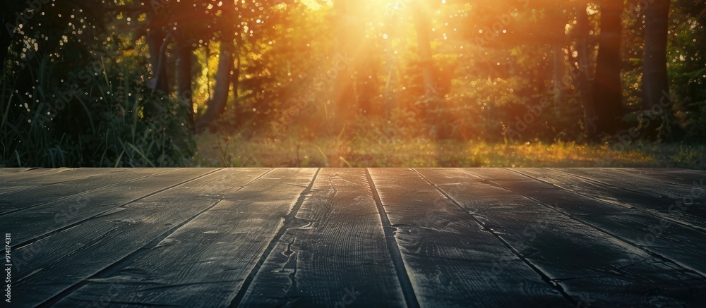 Aufkleber Sunrise casting warm tones on a chalkboard in a nature setting with a captivating copy space image