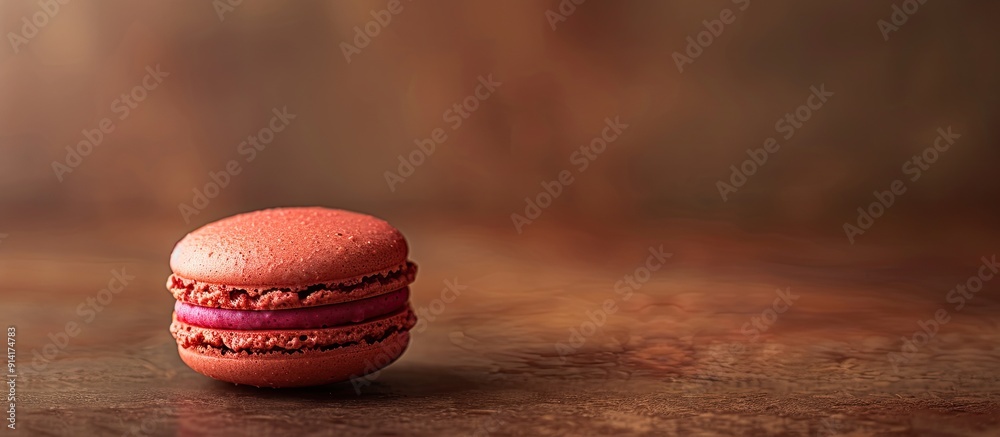Fototapete A macaroon displayed with a copy space image on a table