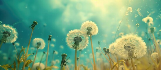 Nature backgrounds with dandelion flowers offer a serene aesthetic with ample copy space image for various design purposes