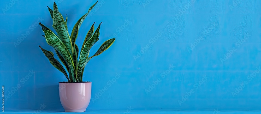 Aufkleber A plant displayed with a blue wall backdrop providing ample copy space for additional content in the image
