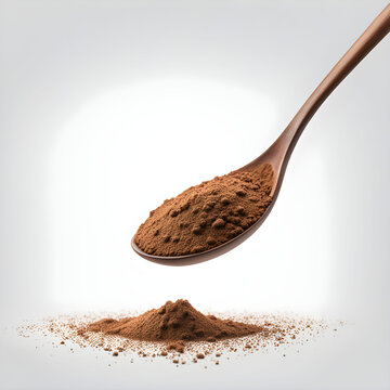 Uma colher de sopa de caf&eacute;, colher de ch&aacute; de caf&eacute; mo&iacute;do isolado em fundo branco.
