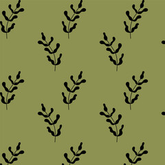 Set of Hand Drawing Cute Decorative Plants Leaves Grasses