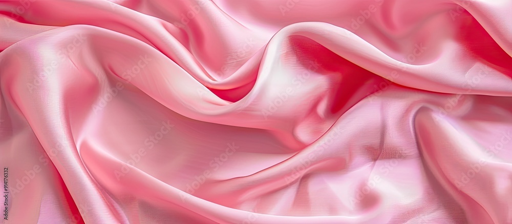 Poster silky pink fabric with a smooth texture perfect for backgrounds and copy space images