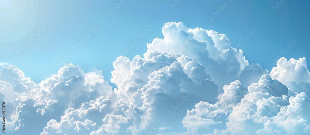 Poster White clouds in a clear blue sky with copy space image