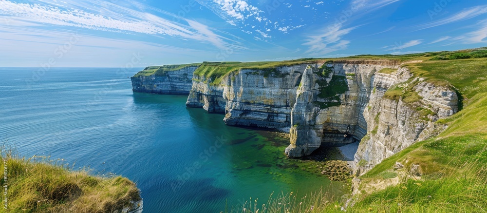 Aufkleber scenic summer getaway over bay with cliffs by the sea perfect for a memorable vacation it includes a