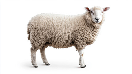 cute white sheep isolated on white background