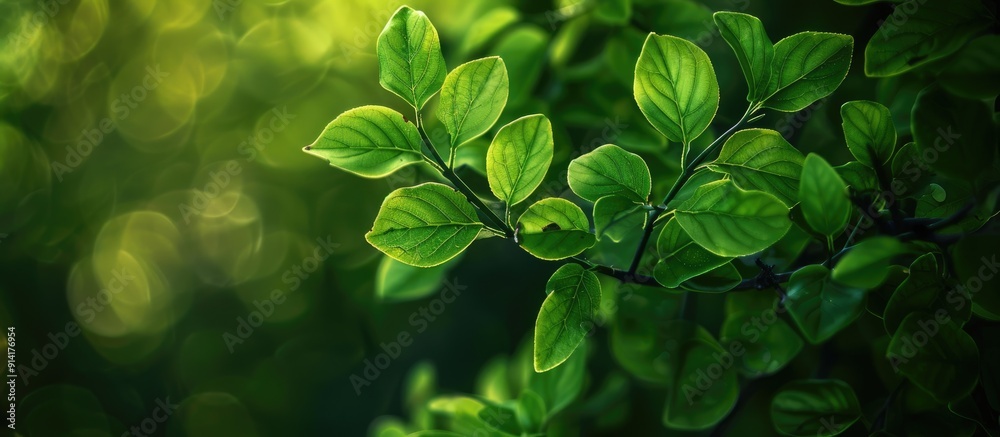Poster nature s fresh green leaves shown in an abstract copy space image