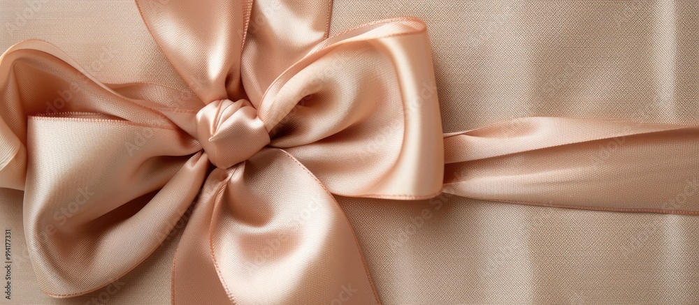 Poster An image showing a detailed view of a ribbon on a gift box providing a blank area for text. Creative banner. Copyspace image