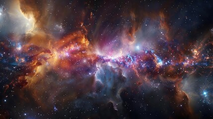 Fototapeta premium Stunning cosmic scene showcasing vibrant nebula and twinkling stars in the depths of space, perfect for science and fantasy themes.