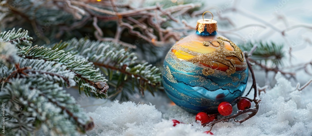 Poster Handcrafted ornament for Christmas tree with a copy space image