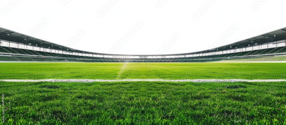 Aufkleber sport stadium background with green grass field isolated on a white backdrop showcasing a clipping p