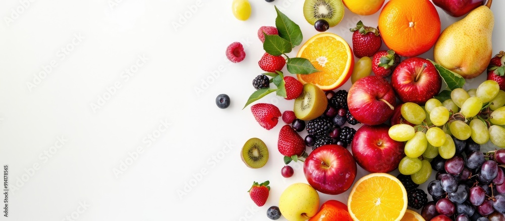 Poster fruits on a white background with copy space image