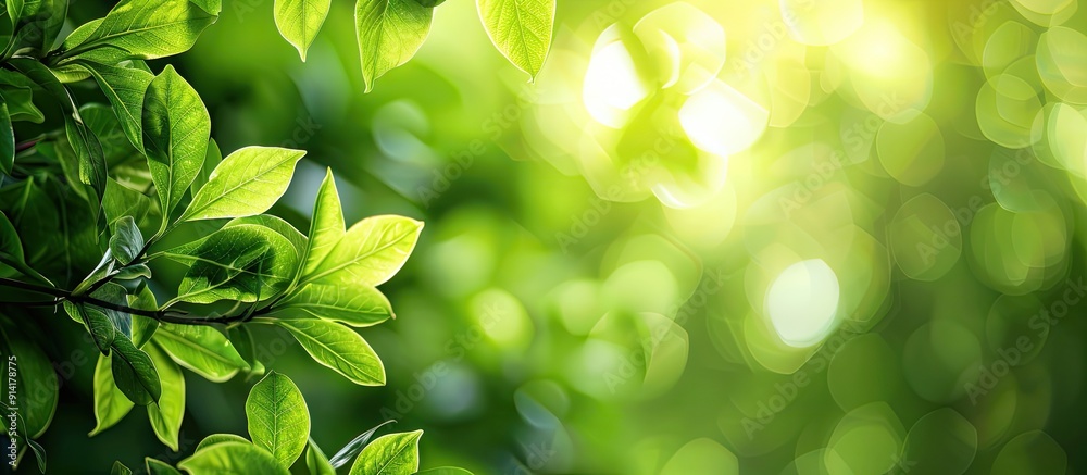 Poster background of green leaves with copy space image
